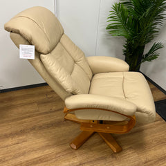 Refurbished Nice Luxury Real Leather Ivory Recliner Chair
