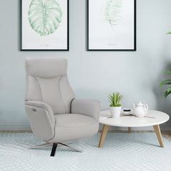 Houston Powered Real Leather Swivel Recliner