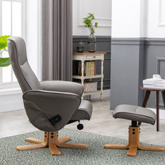 Alexandria Faux Leather Heated Swivel Massager Recliner