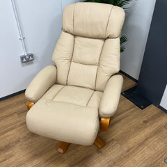 Refurbished Nice Luxury Real Leather Ivory Recliner Chair