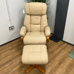 Refurbished Nice Luxury Real Leather Ivory Recliner Chair