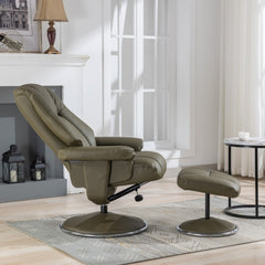 Denver Real Leather Luxury Swivel Recliner Chair