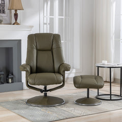 Denver Real Leather Luxury Swivel Recliner Chair