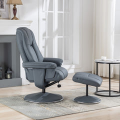 Denver Real Leather Luxury Swivel Recliner Chair