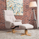 Refurbished Dubai Lisbon Wheat Warm Fabric Swivel Recliner