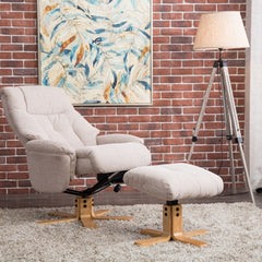 Refurbished Dubai Lisbon Wheat Warm Fabric Swivel Recliner