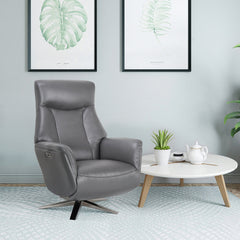 Houston Powered Real Leather Swivel Recliner