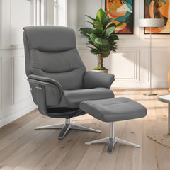Hudson Real Leather Swivel Recliner