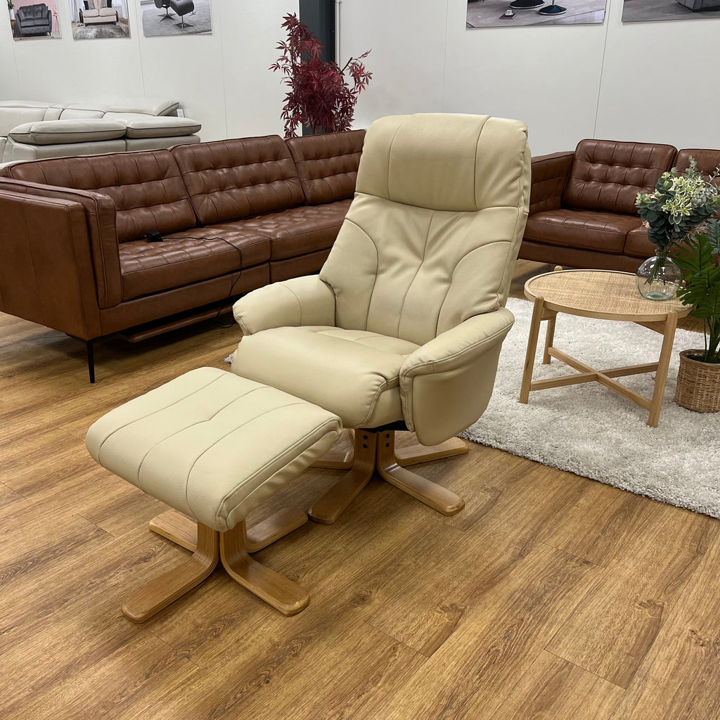 Refurbished Dubai Cream Luxury Swivel Recliner
