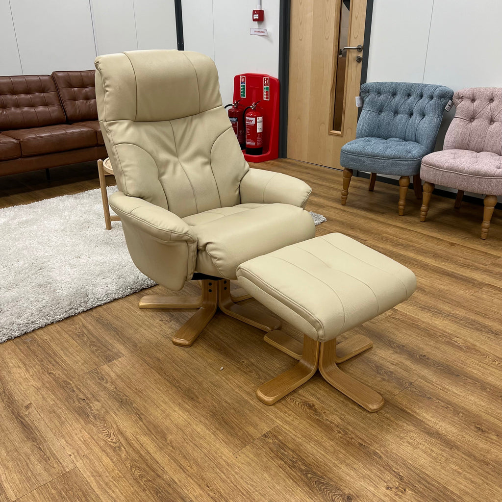 Refurbished Dubai Cream Luxury Swivel Recliner