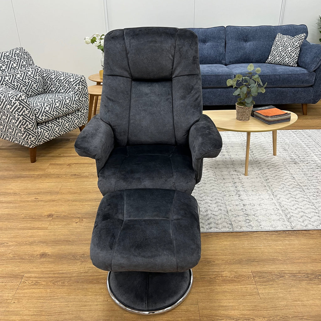 Refurbished Denver Liqourice Luxury Soft Fabric Recliner Chair