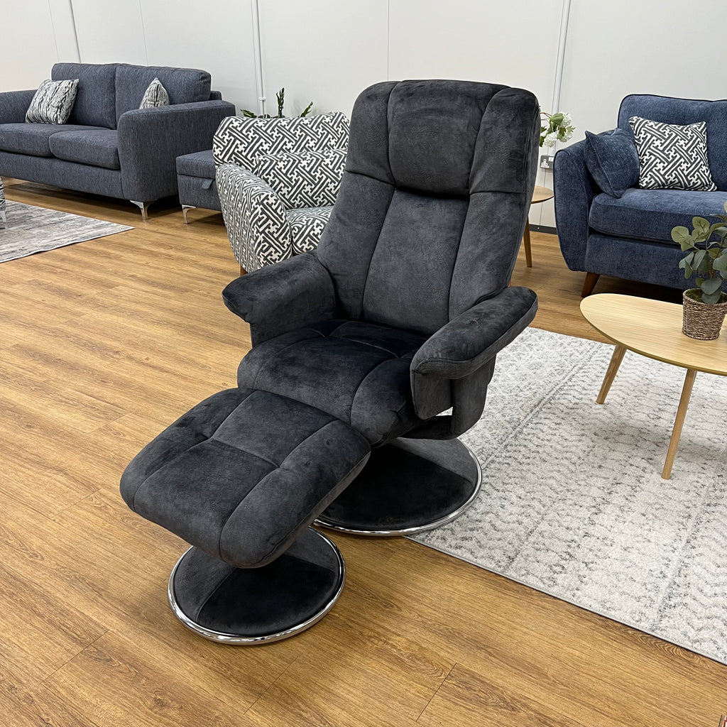 Refurbished Denver Liqourice Luxury Soft Fabric Recliner Chair