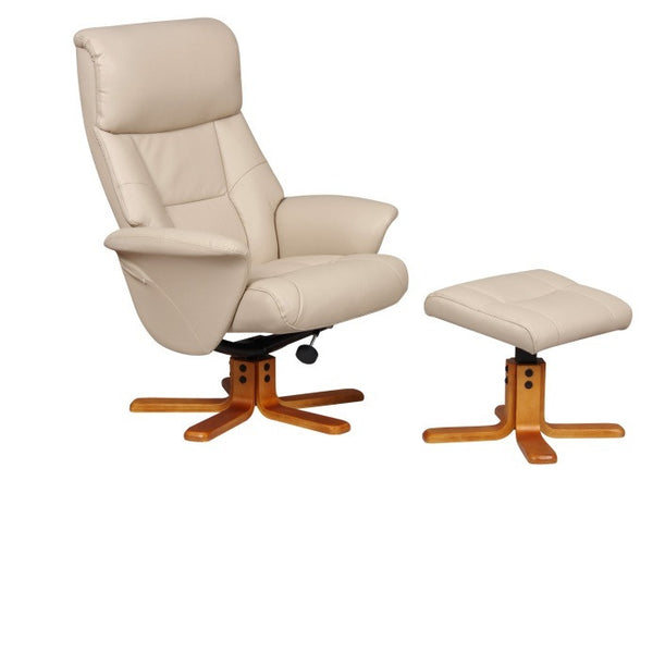 Cream recliner online chair and footstool