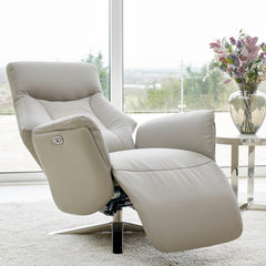 Houston Powered Real Leather Swivel Recliner