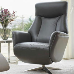 Houston Powered Real Leather Swivel Recliner
