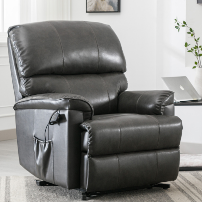 Grey leather riser recliner chair deals