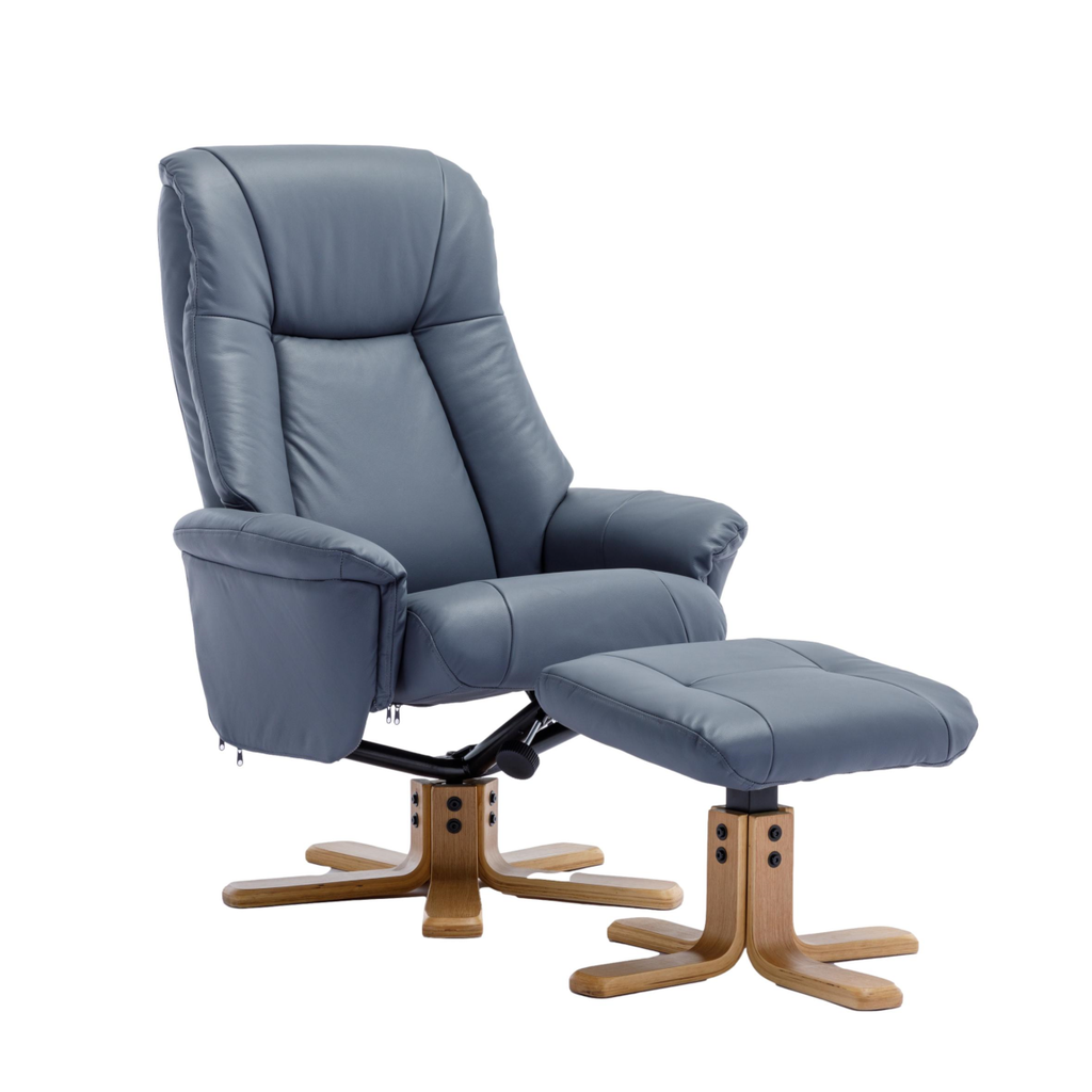 Blue leather recliner deals