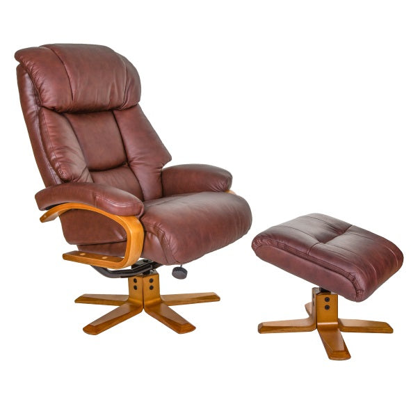 Leather recliner and stool sale