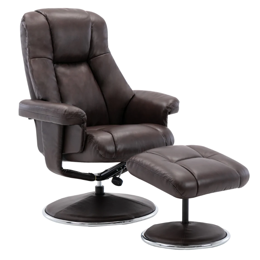 Denver Real Leather Luxury Swivel Recliner Chair
